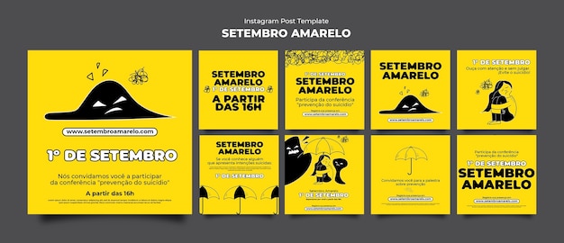 Dibujado a mano setembro amarelo publicaciones de instagram