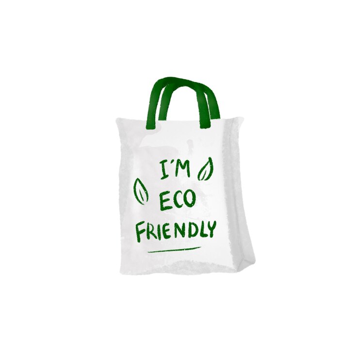 PSD dibujado a mano soy un texto ecológico en una bolsa ecológica