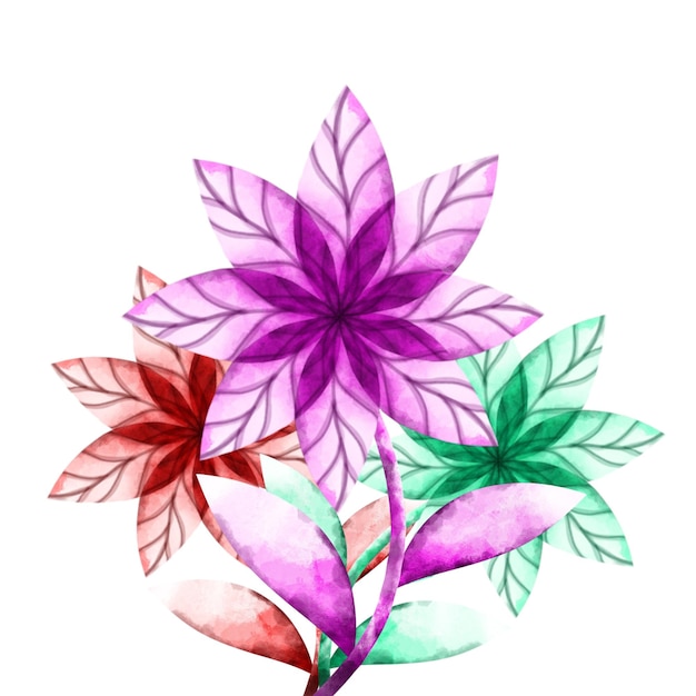 dibujando a mano flores de estilo acuarela de colores