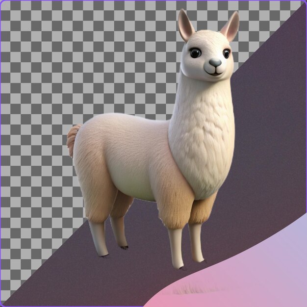El dibujante de dibujos animados 3D de Cute Fluffy Llama