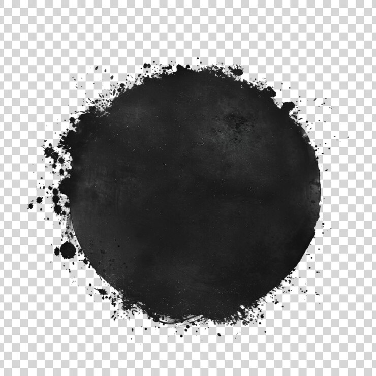 PSD dibujar a mano con acuarela círculo de textura negra pinceladas aisladas en transparente
