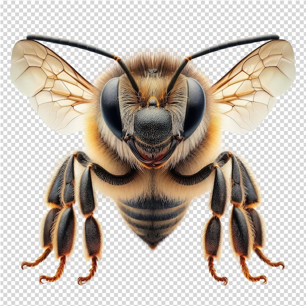 PSD un dibujo de una abeja con una cara negra y amarilla