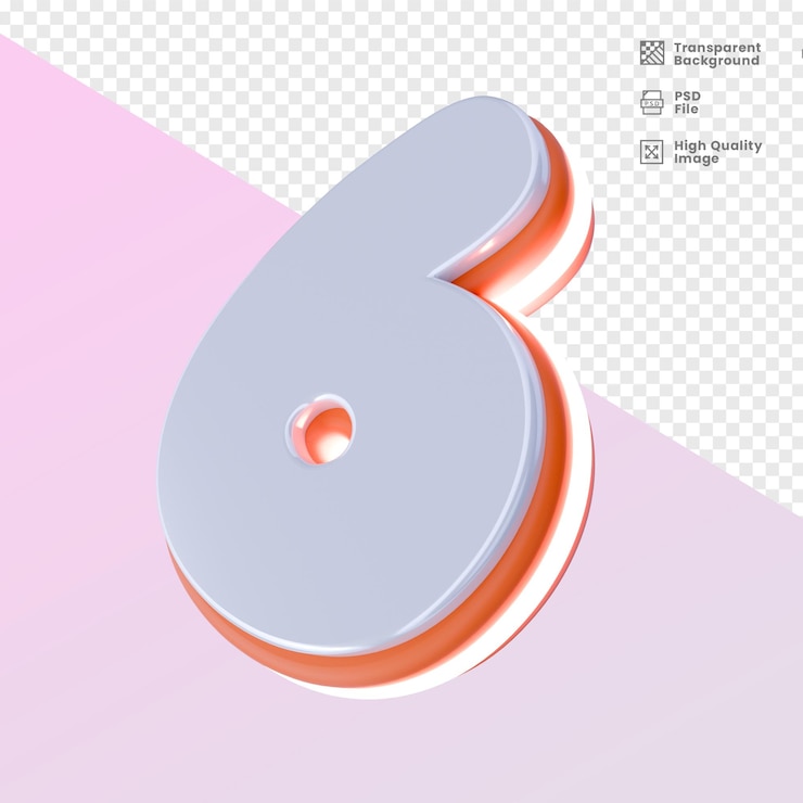 PSD el dibujo animado en 3d número seis