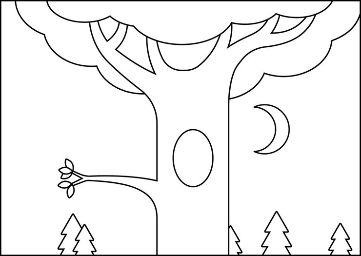 PSD un dibujo animado de un árbol con las palabras árboles en él
