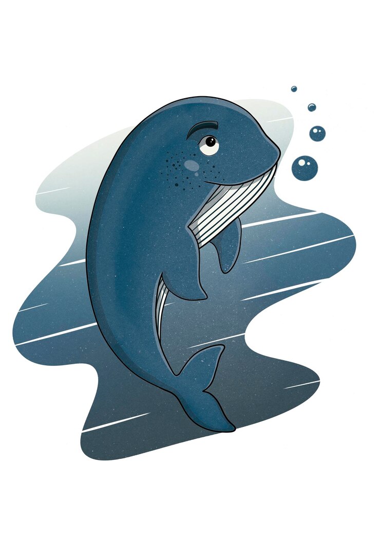 PSD un dibujo animado de una ballena azul