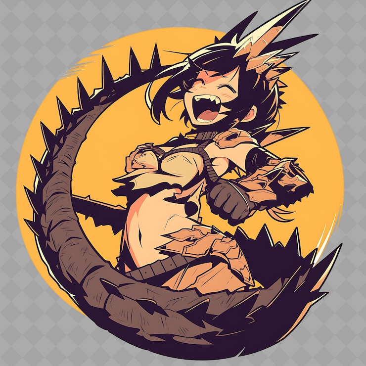 PSD un dibujo animado de un dragón con un fondo amarillo