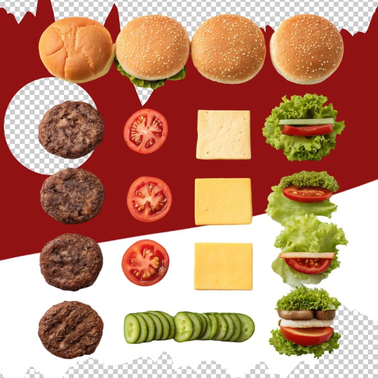 PSD el dibujo animado de la hamburguesa de queso aislado