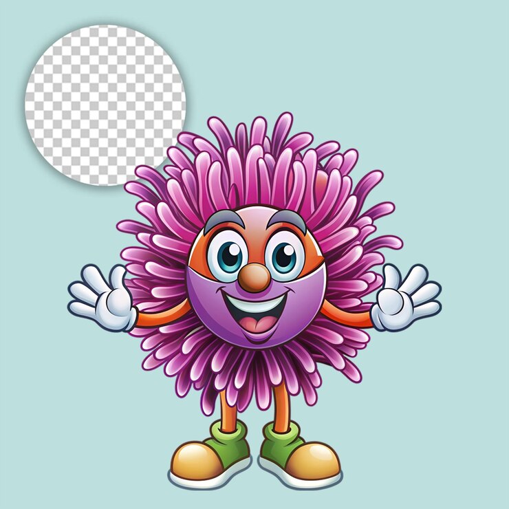 PSD un dibujo animado de un monstruo con ojos grandes y nariz grande en un fondo transparente
