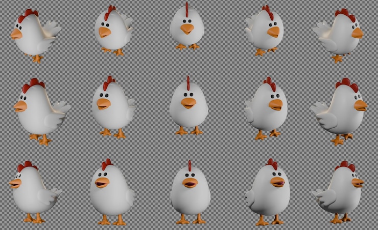 PSD el dibujo animado del pollo blanco
