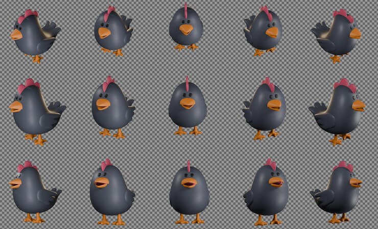 PSD el dibujo animado del pollo negro