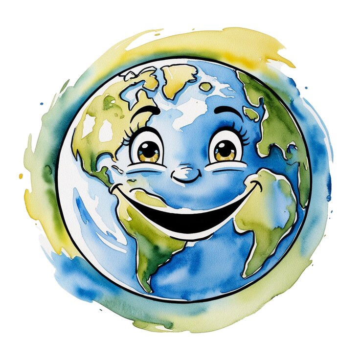 PSD el dibujo animado de la tierra feliz