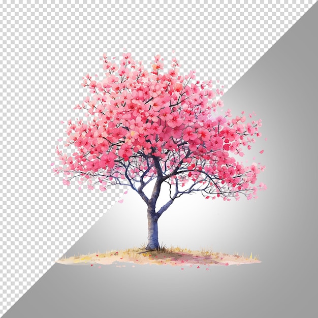 PSD un dibujo de un árbol con hojas rosas y un árbol rosa