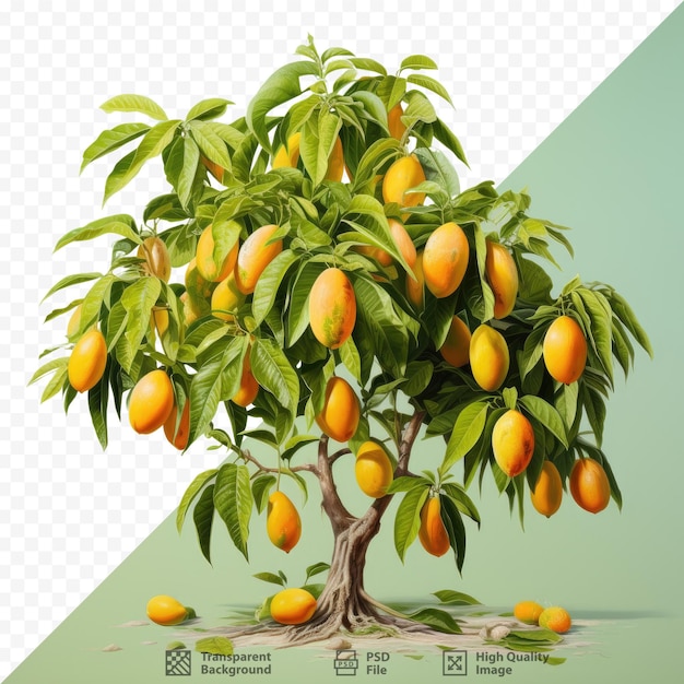 PSD un dibujo de un árbol con naranjas y la palabra 