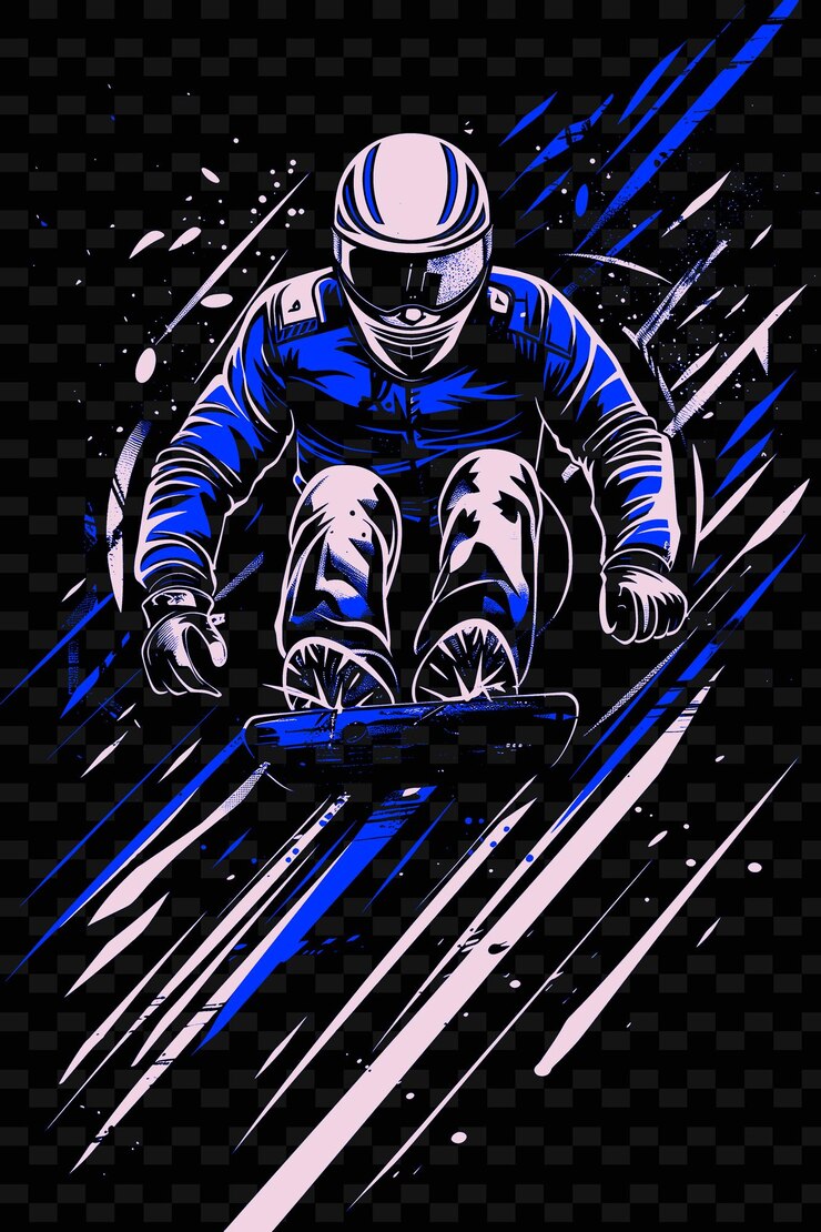 PSD un dibujo de un astronauta en una patineta con un casco azul