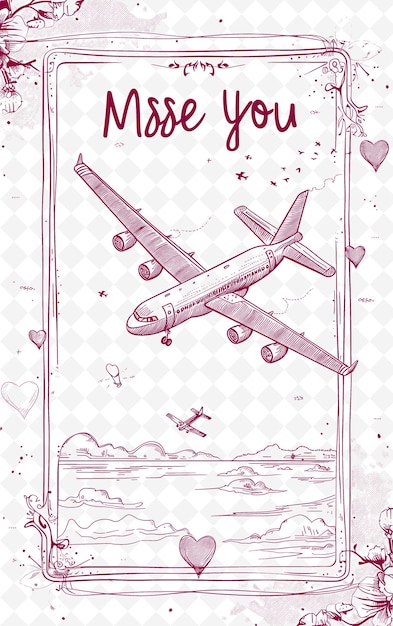 PSD un dibujo de un avión con una cita sobre el amor por ti