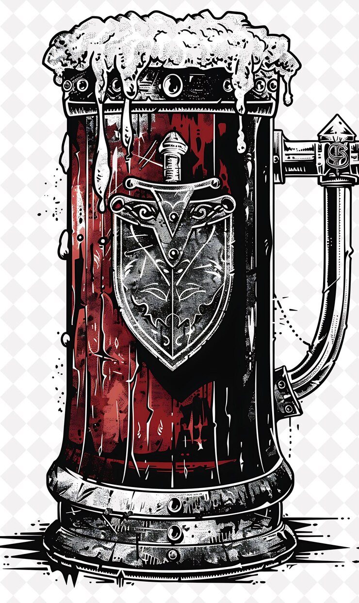 PSD un dibujo en blanco y negro de un escudo con un escudo en él