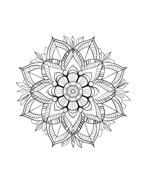 un dibujo en blanco y negro de una flor con un diseño que dice mandalas