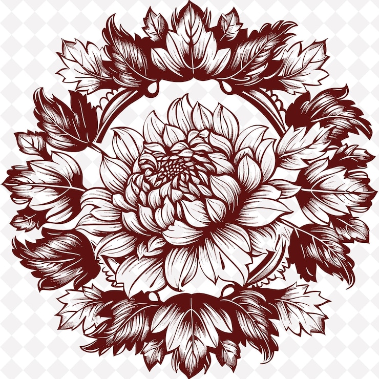 PSD un dibujo en blanco y negro de una flor