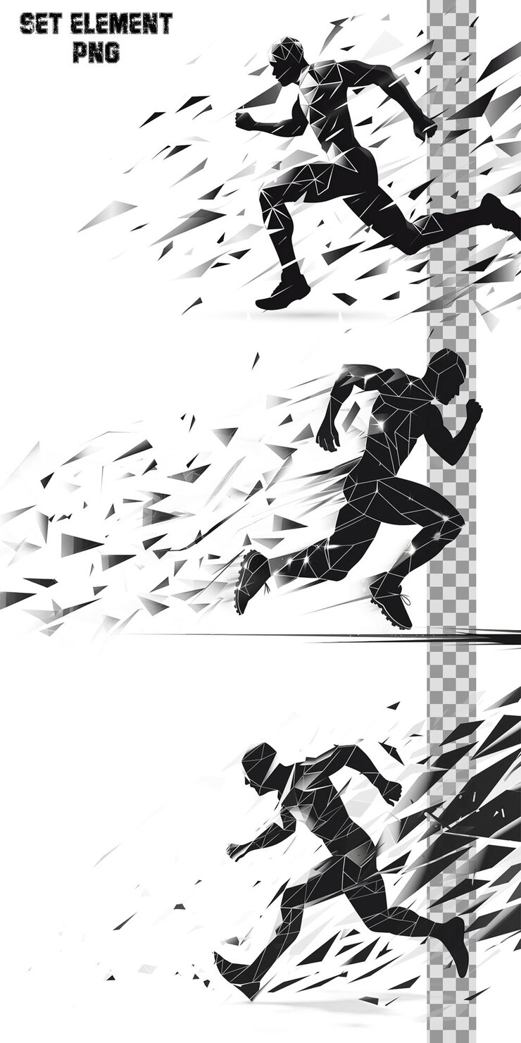 PSD un dibujo en blanco y negro de un hombre corriendo en una carrera
