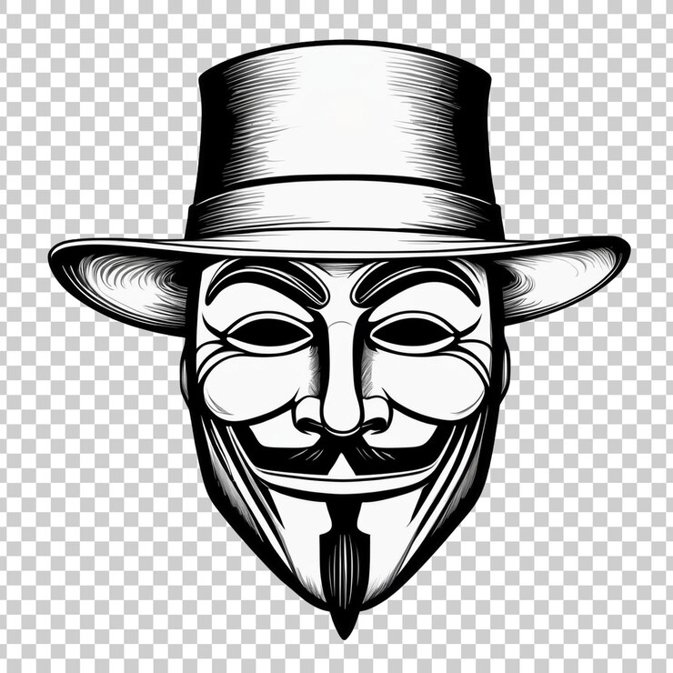 PSD un dibujo en blanco y negro de una máscara con bigote y bigote