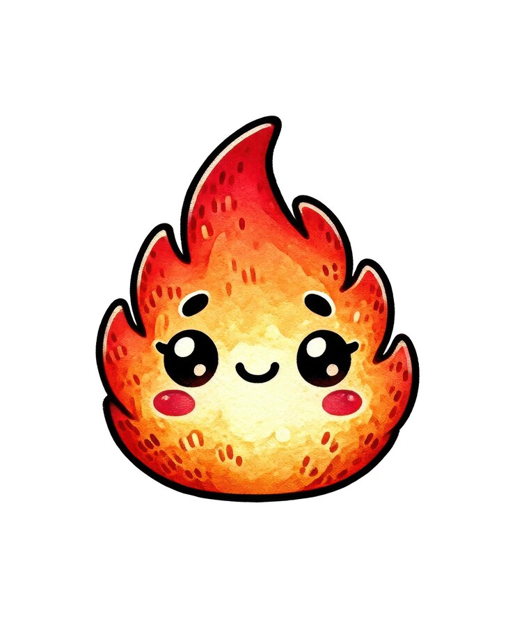 PSD un dibujo de una bola de fuego con las palabras "fuego" en ella