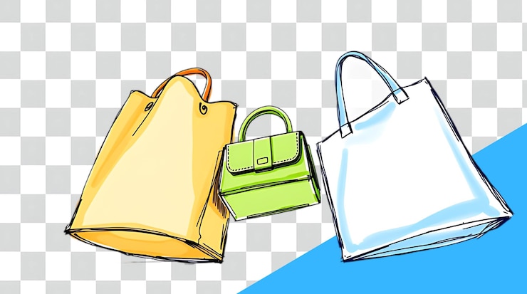 PSD un dibujo de una bolsa y una bolsa con una bolsa en ella