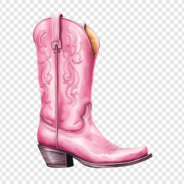 PSD un dibujo de botas de vaquero rosas con un cuerno de oro