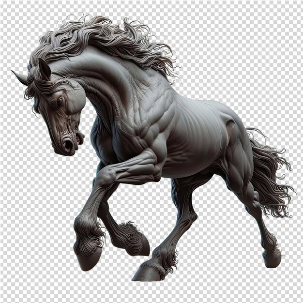 PSD un dibujo de un caballo con una melena y cola grises