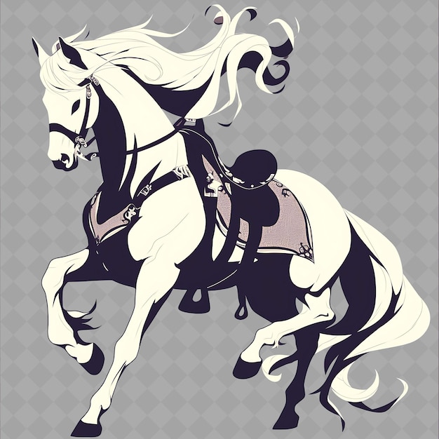 PSD un dibujo de un caballo que tiene un caballo blanco en él