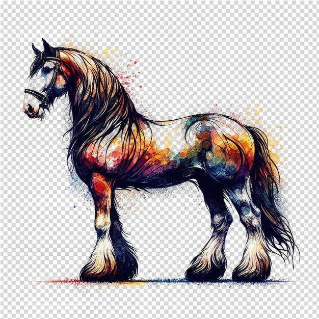 un dibujo de un caballo que tiene un caballo en él