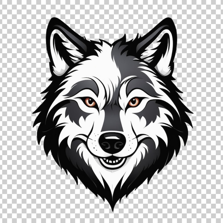 PSD un dibujo de una cabeza de lobo con ojos naranjas
