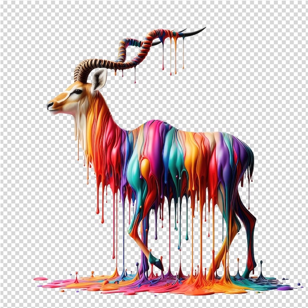 PSD un dibujo de una cabra con pintura multicolor en él