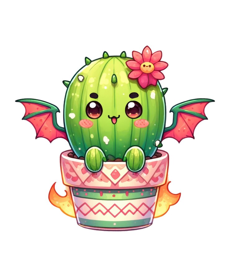 PSD un dibujo de un cactus con un dragón en él