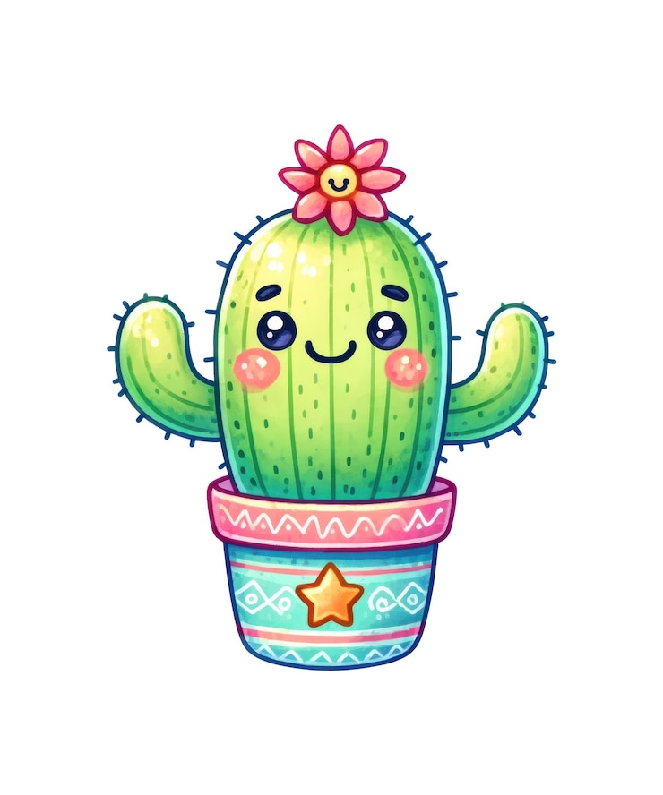 PSD un dibujo de un cactus con una flor