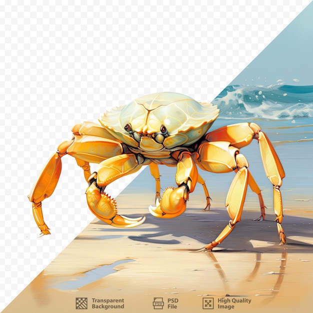 PSD un dibujo de un cangrejo en una playa con las palabras 