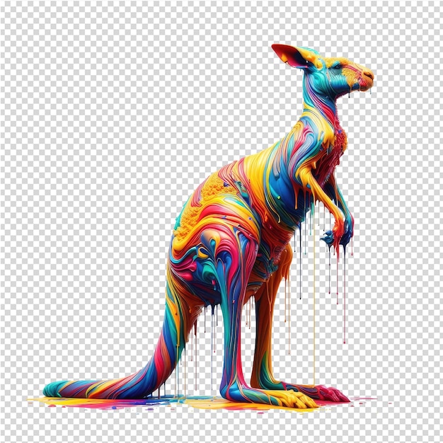 PSD un dibujo de un canguro con los colores del arco iris