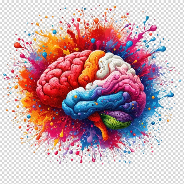 PSD un dibujo de un cerebro con pintura colorida y de colores en él