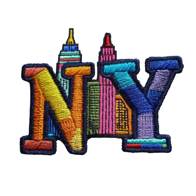 Un dibujo colorido de una letra y con la palabra nyc en él