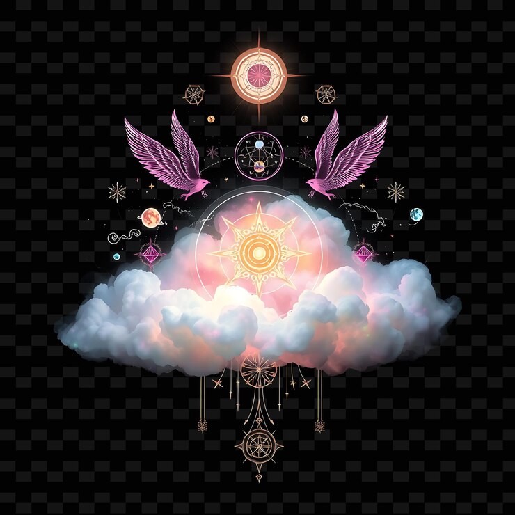 PSD un dibujo colorido de una nube con las palabras "estrella" en él