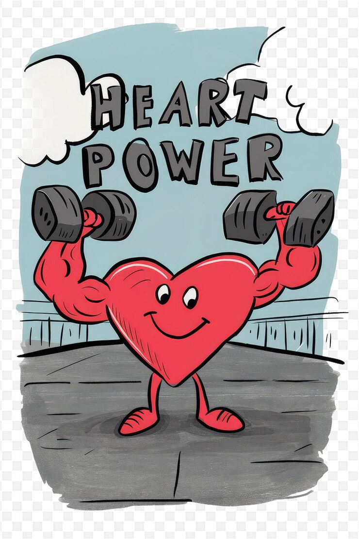 PSD un dibujo de un corazón con las palabras " poder del corazón " en él