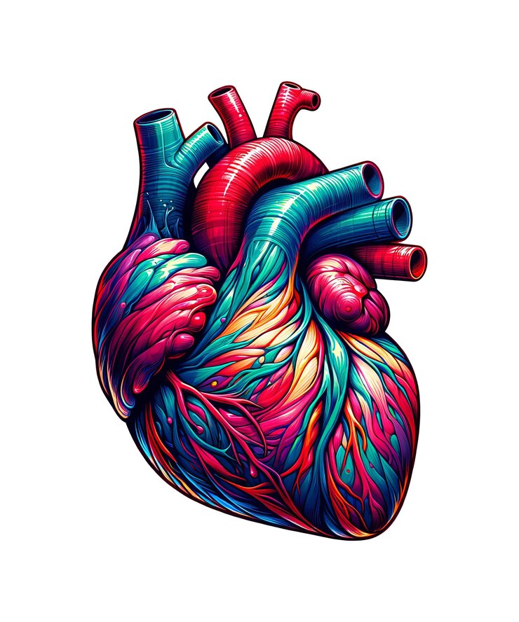 PSD un dibujo de un corazón que tiene la palabra corazón humano en él