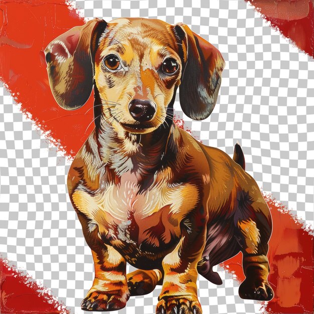 PSD un dibujo de un dachshund con un fondo rojo