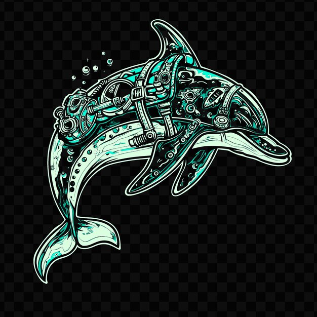 PSD un dibujo de un delfín con las palabras 