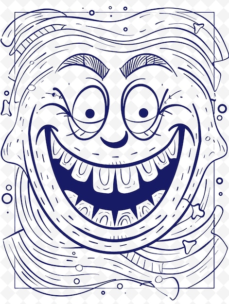 un dibujo de dibujos animados de una cara sonriente con una gran sonrisa