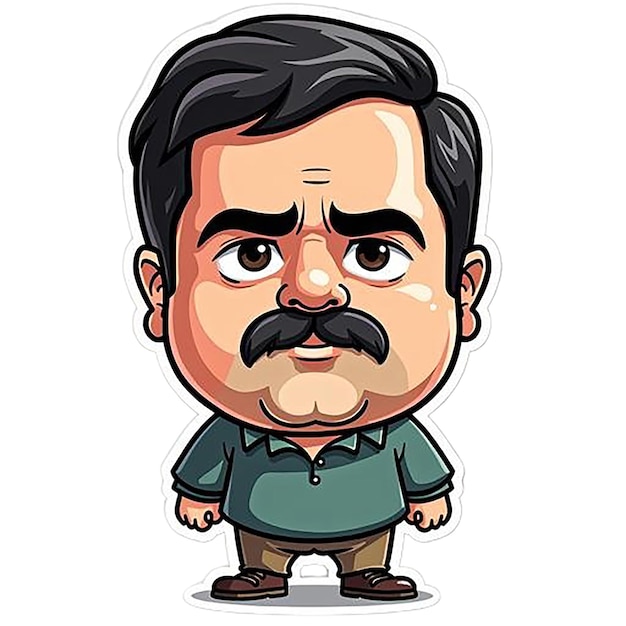 un dibujo de dibujos animados de un hombre con bigote y bigote