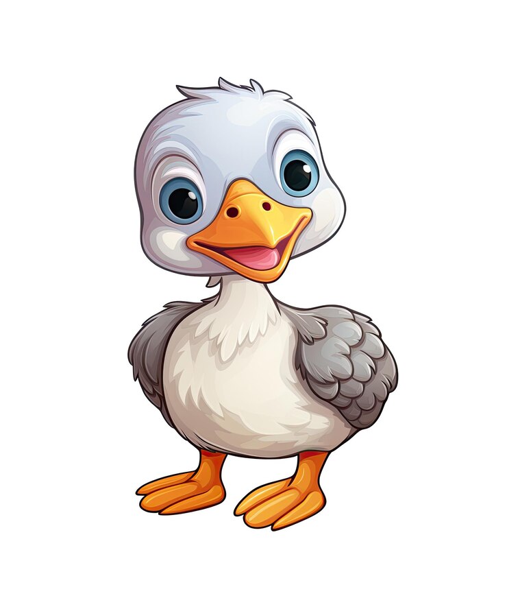 PSD un dibujo de dibujos animados de un pájaro con ojos azules grandes