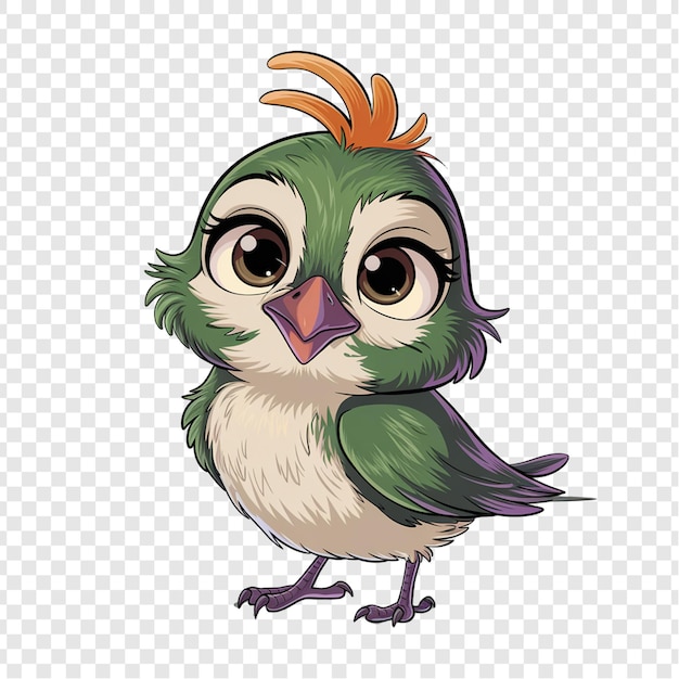 un dibujo de dibujos animados de un pájaro con ojos grandes y un pico rojo