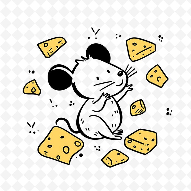 un dibujo de dibujos animados de ratón con queso y queso