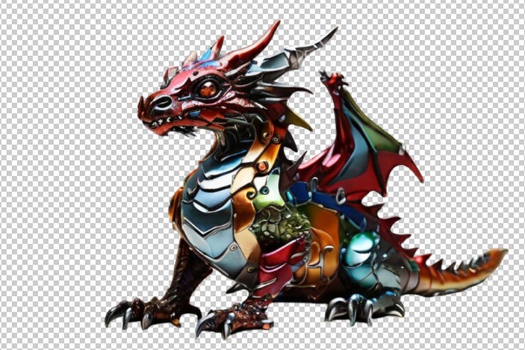 PSD un dibujo de un dragón con un dragón en él
