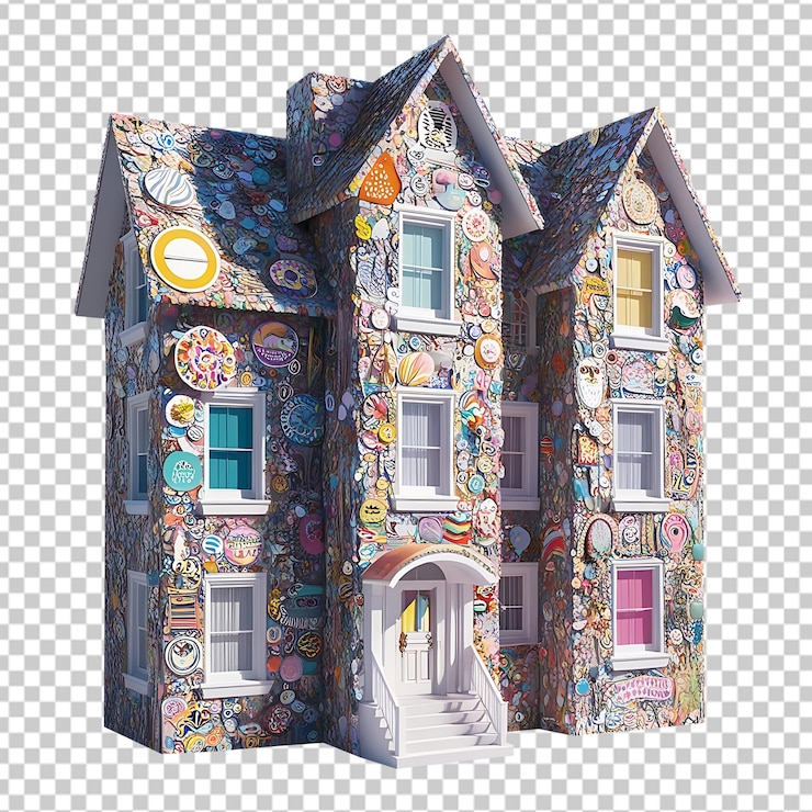 PSD dibujo de un edificio con una imagen de un edificios con un círculo en él